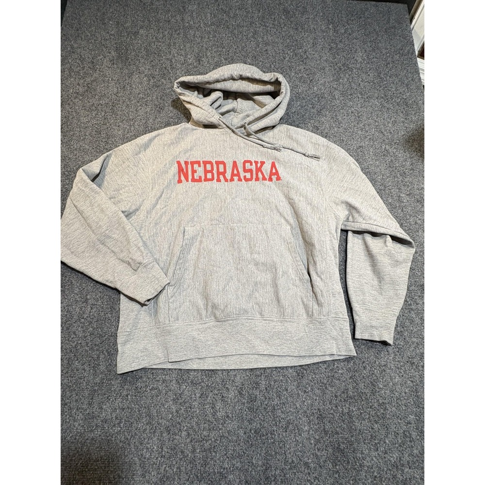 VTG Nebraska Cornhuskers Hoodie Mens Large NCAA Football Champion Reverse Weave